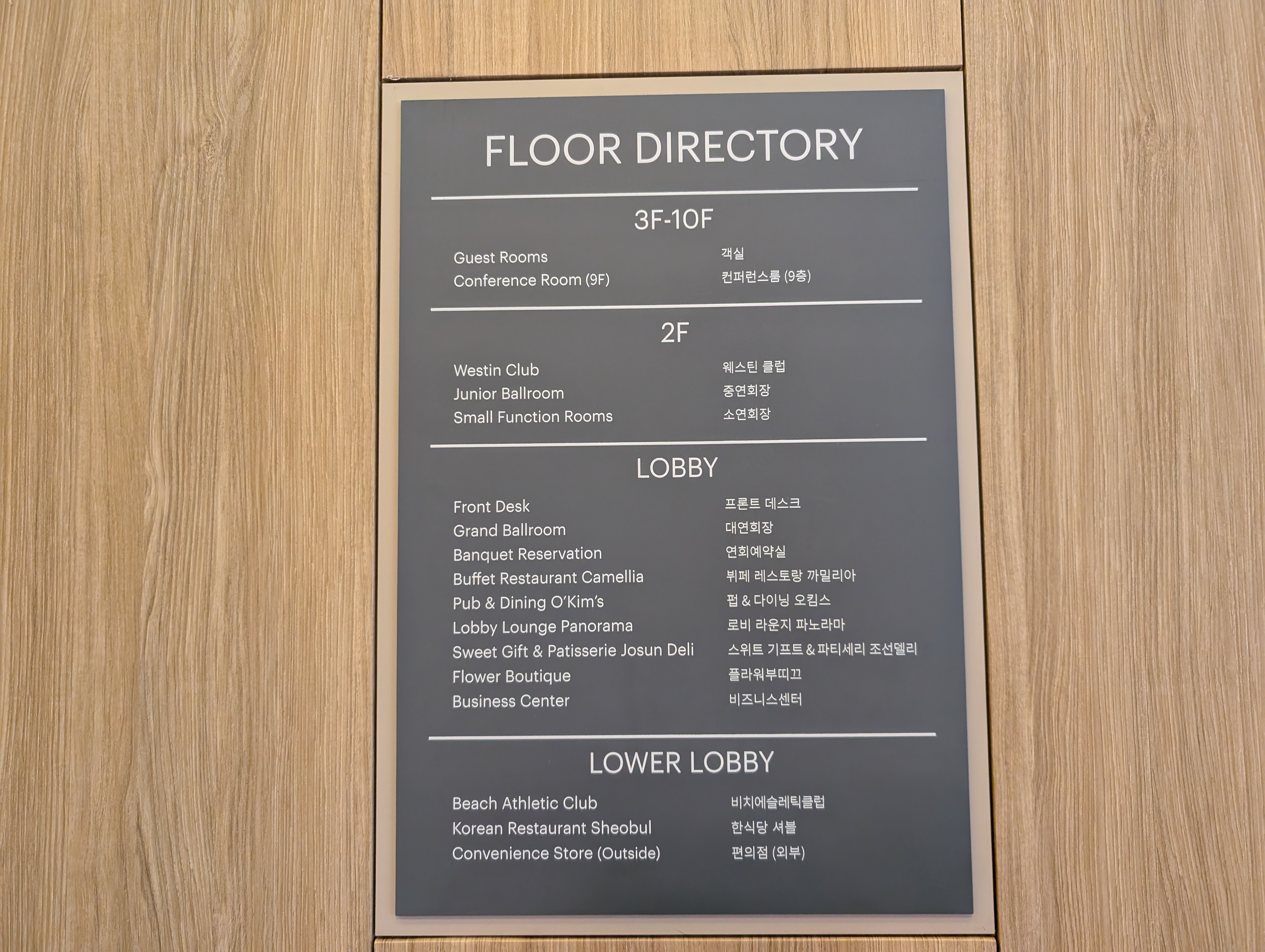 Floor Directory - The Westin Josun Busan